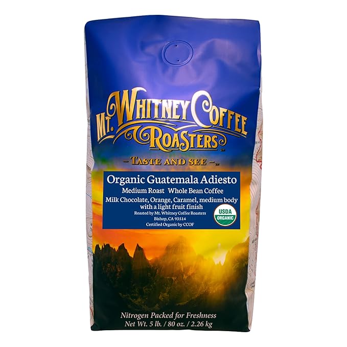 Mt. Whitney Guatemala Adiesto Cooperative Organic Low Acid - Whole Bean Coffee (Whole, 5 lb)