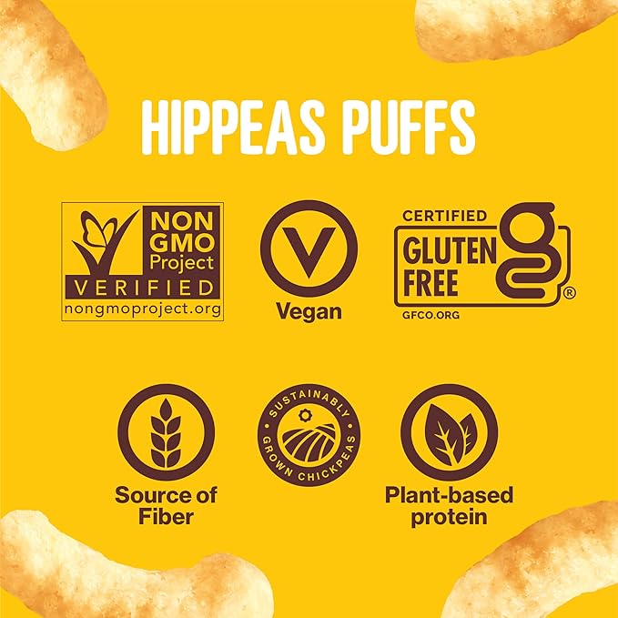 Hippeas Chickpea Puffs, Sriracha Sunshine, 4 Ounce (Pack of 1), 4g Protein, 3g Fiber, Vegan, Gluten-Free, Crunchy, Plant Protein Snacks