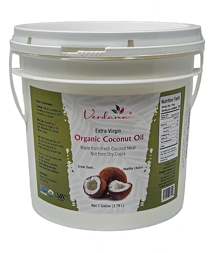 Verdana Extra Virgin Coconut Oil ??USDA Organic, Unrefined Cold Pressed Oil for Baking and Cooking ??1 Gallon