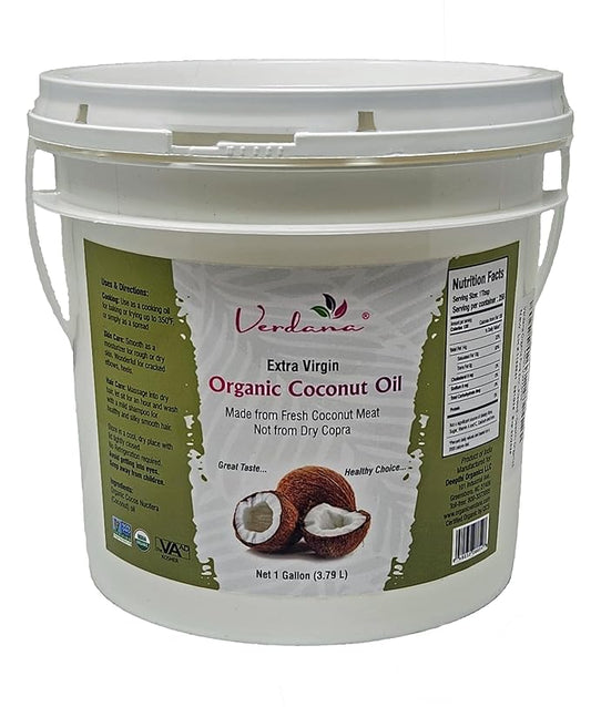 Verdana Extra Virgin Coconut Oil ??USDA Organic, Unrefined Cold Pressed Oil for Baking and Cooking ??1 Gallon