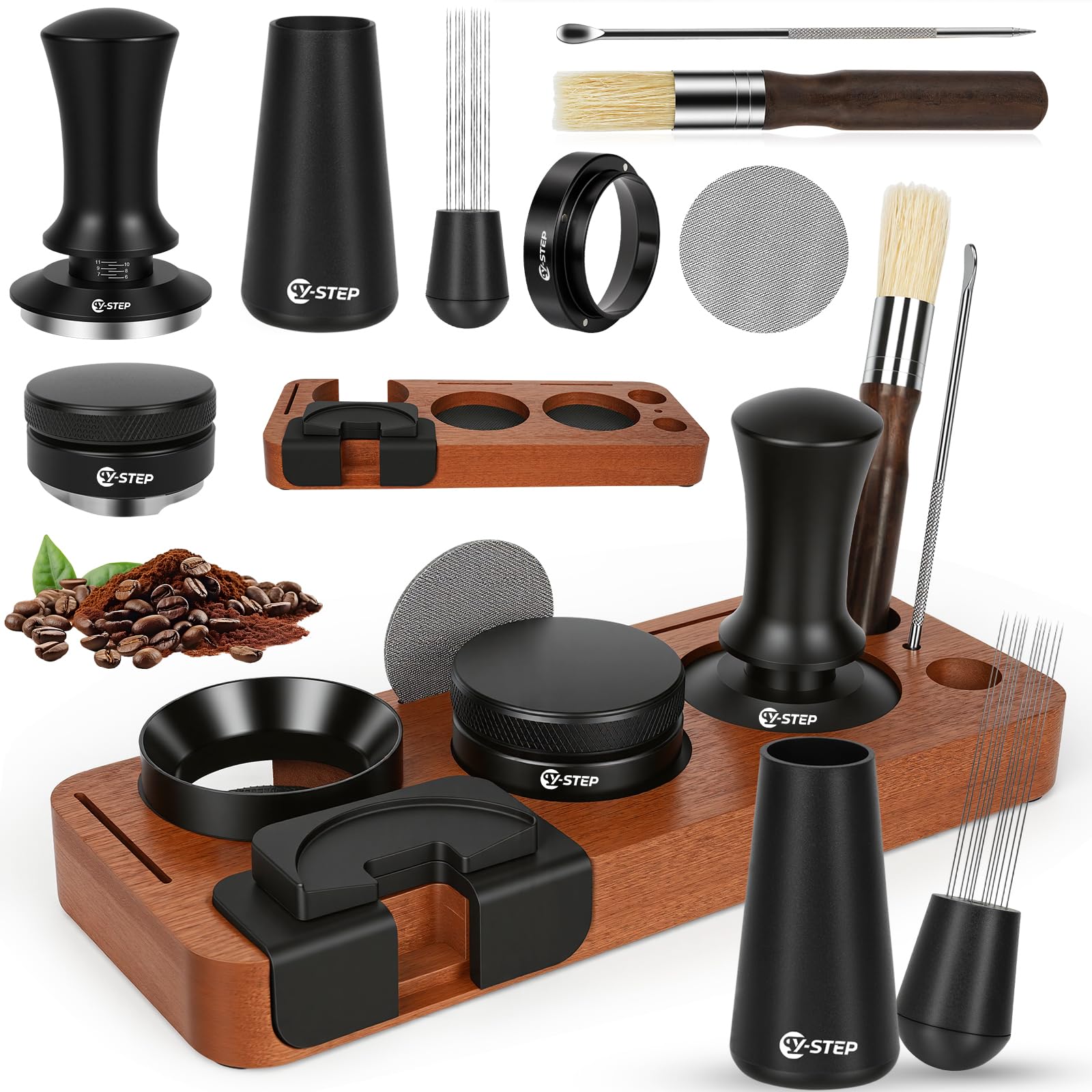Y-Step 8 Pcs Espresso Accessories Kit, 51mm Espresso Tamper Kit Espresso Tools Barista Kit &
