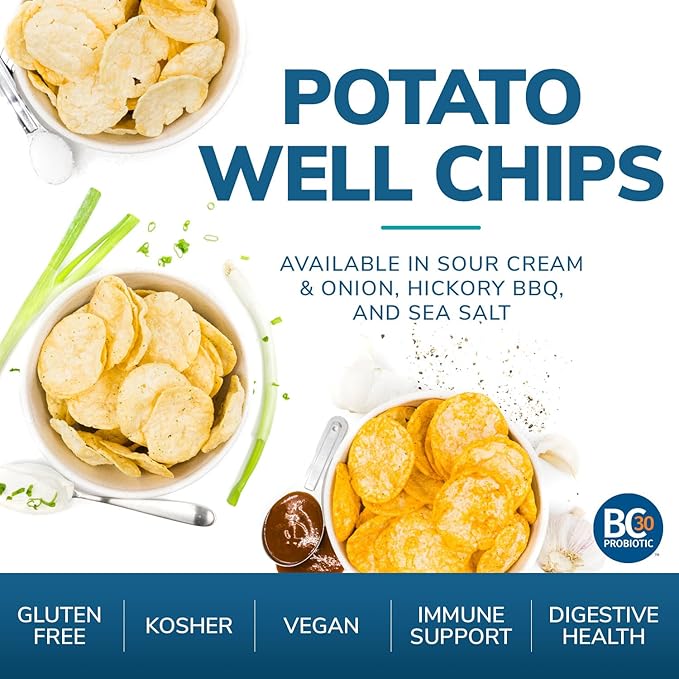 WonderSlim Potato Well Chips, Hickory Barbecue, With Probiotics & Immune Support, Vegan, Gluten Free (12ct)
