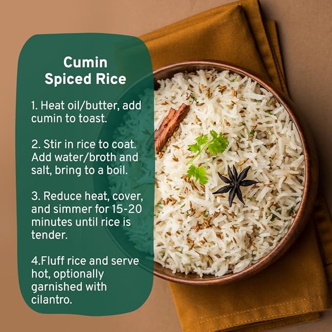 SPICE TRAIN Cumin Seeds (397g/14oz) Non GMO, Gluten Free, 100% Raw, Sourced from India, Excellent Flavor, Aromatic, For Tempering, Spice Blends and Seasonings, Packed in Resealable Ziplock Pouch