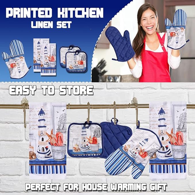 Lobyn Value Packs Decorative Lightweight Kitchen Towel Set 5 Piece Towels
