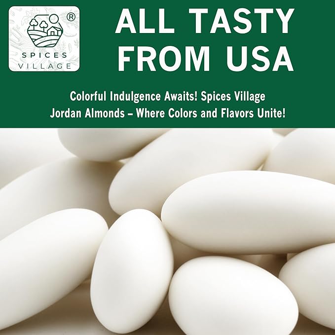 Spices Village Premium Jordan Almonds, Mini Easter Egg Shaped White Jordan Almonds, 32 oz, Kosher, Non-GMO