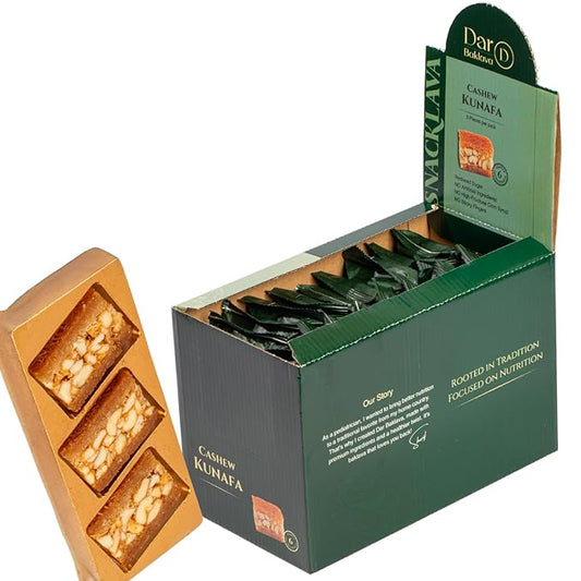 Snacklava Cashew Kunafa Bites - 20 Pack (3 Pieces per Pack) - No Artifical Ingredients, Colors or Preservatives