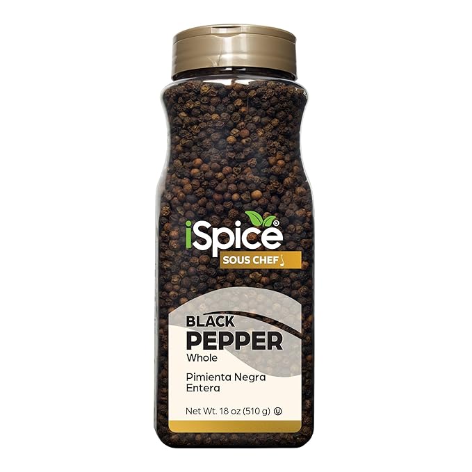 iSpice | Black Pepper Whole | 18 oz | Bulk Size | Gourmet Spice | Kosher