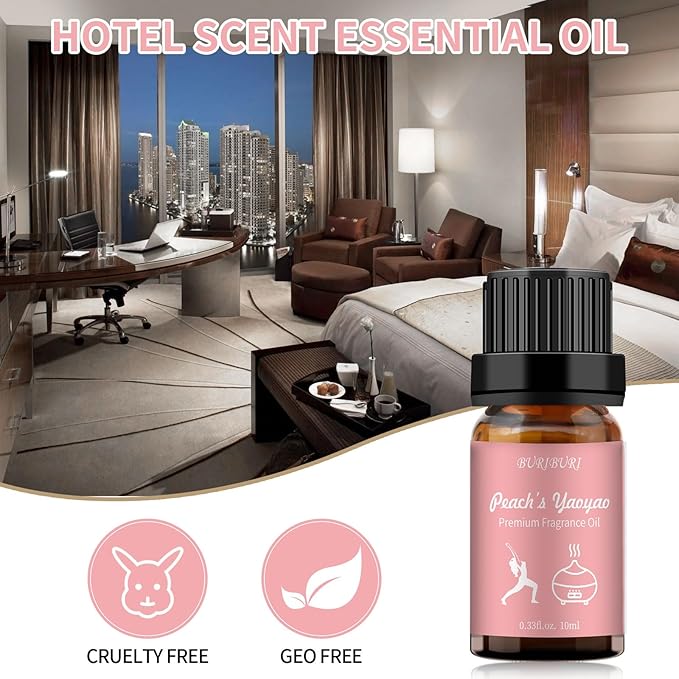 BURIBURI Peach's Yaoyao Hotel Scent Essential Oil, Lifestyle Hotel Collection Fragrance Aromatherapy Oil Blends, Air Freshener Hotel Collection Diffuser Oil