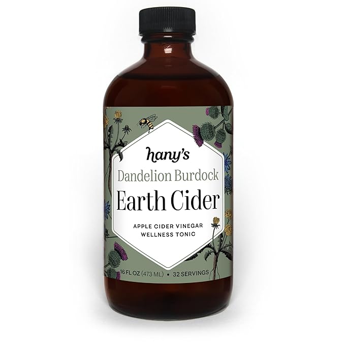 Hany's Harvest Dandelion Burdock Earth Cider ??16 fl oz | All-Natural Wellness Tonic, Apple Cider Vinegar | Non-GMO, Gluten-Free, Handcrafted
