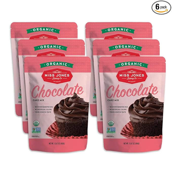 Miss Jones Baking Organic Cake and Cupcake Mix, Non-GMO, Vegan-Friendly, Moist and Fluffy: Chocolate (Pack of 6)