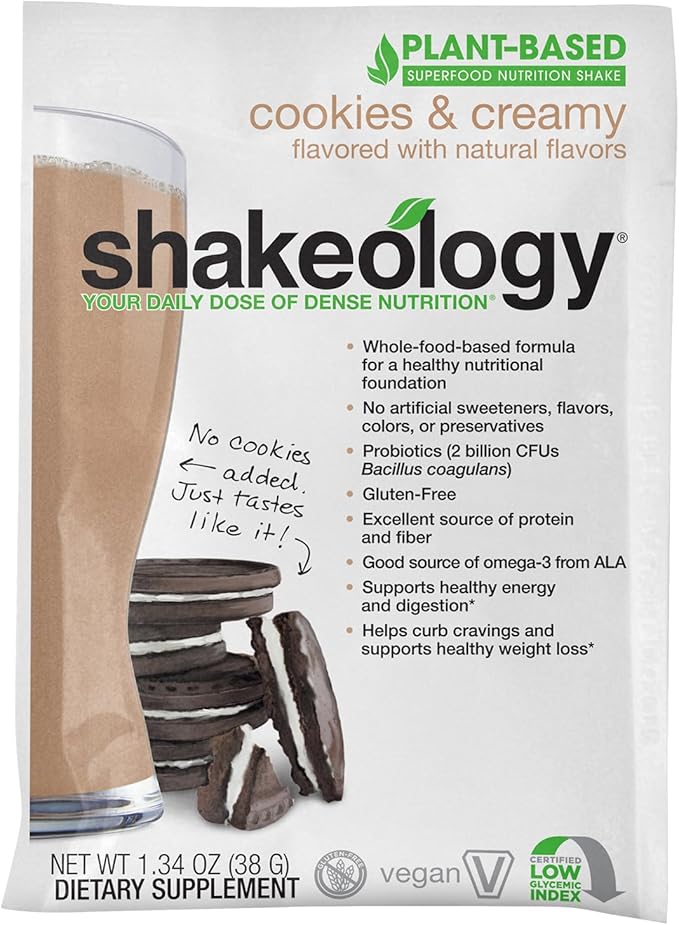 BODi Shakeology Plant-Based Vegan Protein Powder ??Gluten-Free Superfood Shake with Vitamins & Minerals ??Helps Support Healthy Weight Loss & Gut Health, Cookies and Creamy, 14 Individual Packets