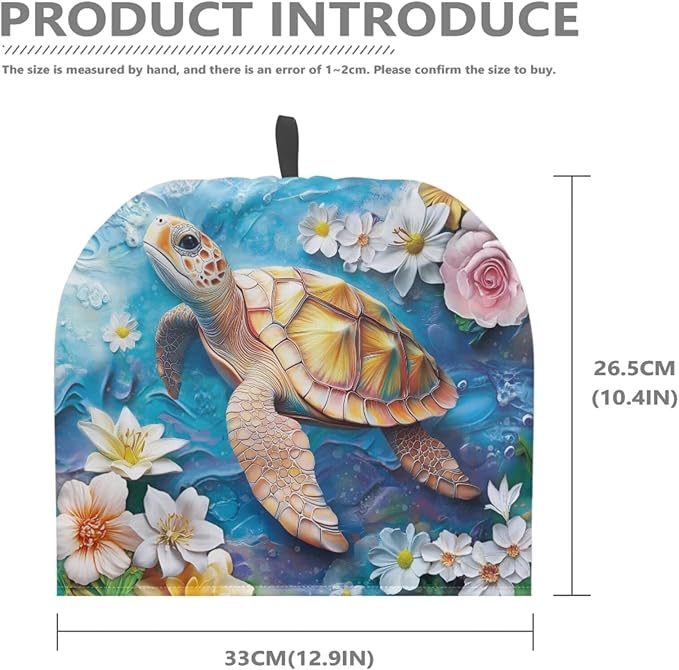 Sea Turtle Flower Print Large Tea Pot Cozies Kettle Quilt Dust Cover Insulated Warming Teapot Dust Cover for English Tea Sets Home Kitchen Decorative Accessories