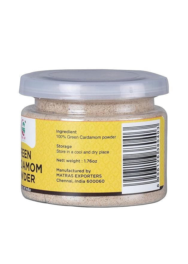 Ground Cardamom 1.76 oz (50g) | Fresh, Aromatic and Flavourful | Cardamom ground from fresh cardamom seeds | aka Elaichi, Cardamon | by Yogi's Gift ®