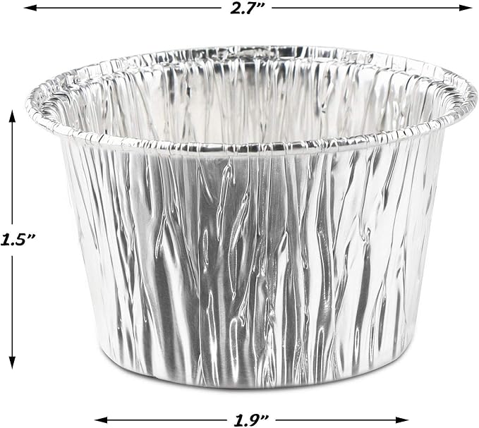 EUSOAR Aluminum Cupcake Liner, 3.5 Ounce 100Pcs Disposable Aluminum Foil Baking Cups, Ramekin Muffin Liners Cup, Pudding Liners Holders, Aluminum Cupcake Tip Pan Ramekin Holders