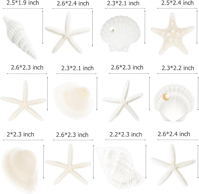 Starfish Sea Shell Cupcake Toppers 24PCS Coastal Beach Cake Decorations Seashell Starfish Cupcake Picks Ocean Nautical Party Decorations for Summer Theme Under The Sea Baby Shower Supplies
