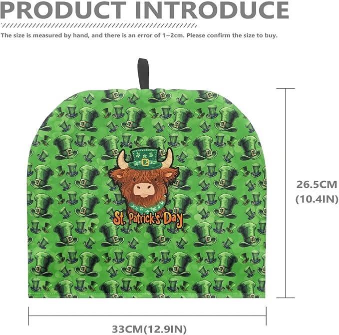 St. Patrick's Day Tea Cozy for Kitchen Home Tea Pot Lucky Irish Shamrock Insulation Teapot Cozies Tea Pot Cover Kitchen Accessory for Hounsewife Gift Tea Pot Cover