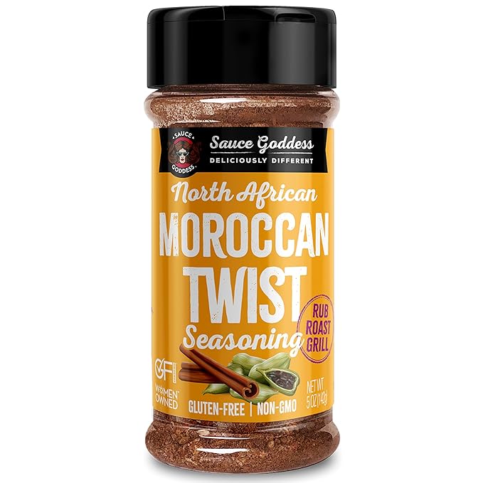 Sauce Goddess - Moroccan Twist Spice Shaker - Exotic Blend with Cardamom & Cinnamon, No Sugar, Gluten-Free, Low Sodium, Vegan - 5oz