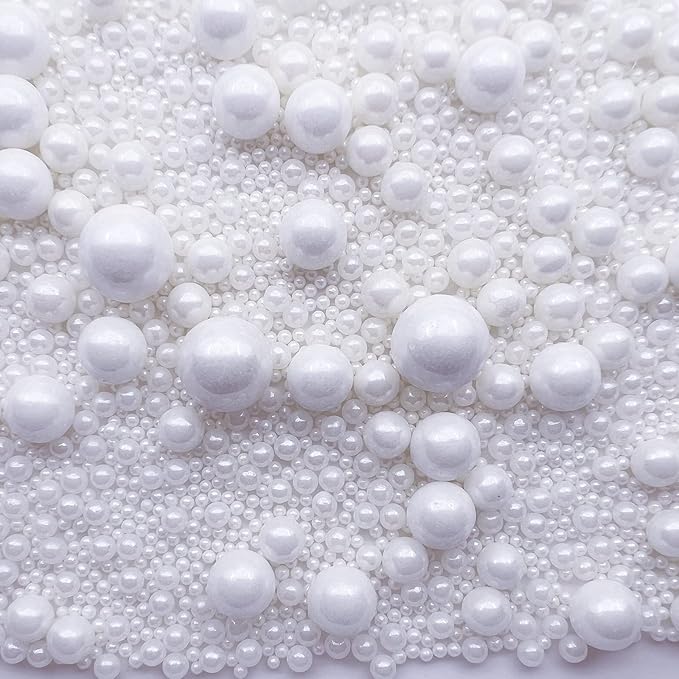 SE Si&Moos White Edible Pearls White Pearl Sprinkles for Cake Decorating Edible Cake Sugar Pearls Halloween Christmas Cookie Decorations Edible Cake Decorations for Cakes,Cupcakes Toppers 3.5 OZ with Tweezers