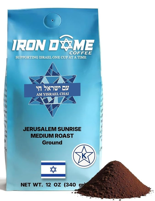 Iron Dome Coffee ??Jerusalem Sunrise Medium Roast Ground Coffee ??Smooth and Balanced 12oz Bag ??Freshly Roasted, Ground Coffee ??Inspired by the Warmth and Heritage of Jerusalem