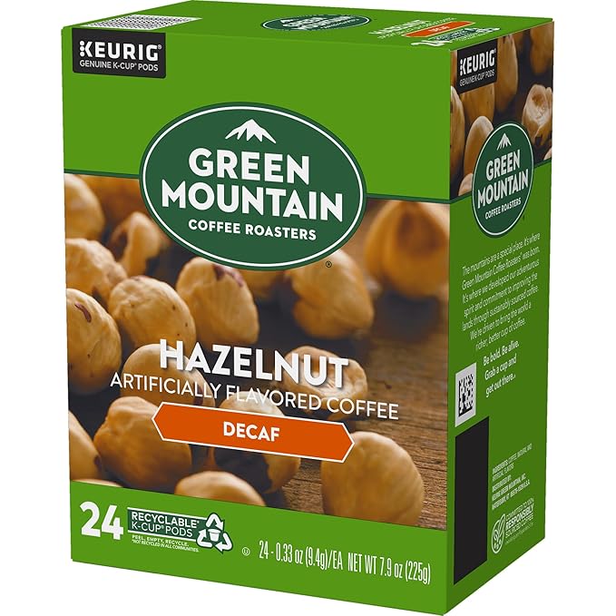 Green Mountain Coffee Roasters Hazelnut Decaf Coffee, Keurig Single-Serve K-Cup pods, Light Roast, 96 Count