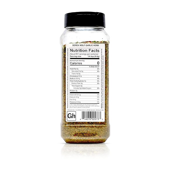 Spiceology & Derek Wolf - Garlic Herb - Argentinian-Inspired BBQ Rub - Barbeque Spices and Seasoning Blends - Use On: Lamb, Chicken, Chimichurri, Shrimp, Eggs and Vegetables - 18 oz