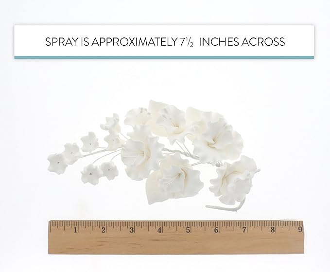 Sugar Blossom Cake Spray – Gumpaste Flowers for Cake Decorating – White Cherry Blossoms with Green Leaves – 1 Count by Chef Alan Tetreault