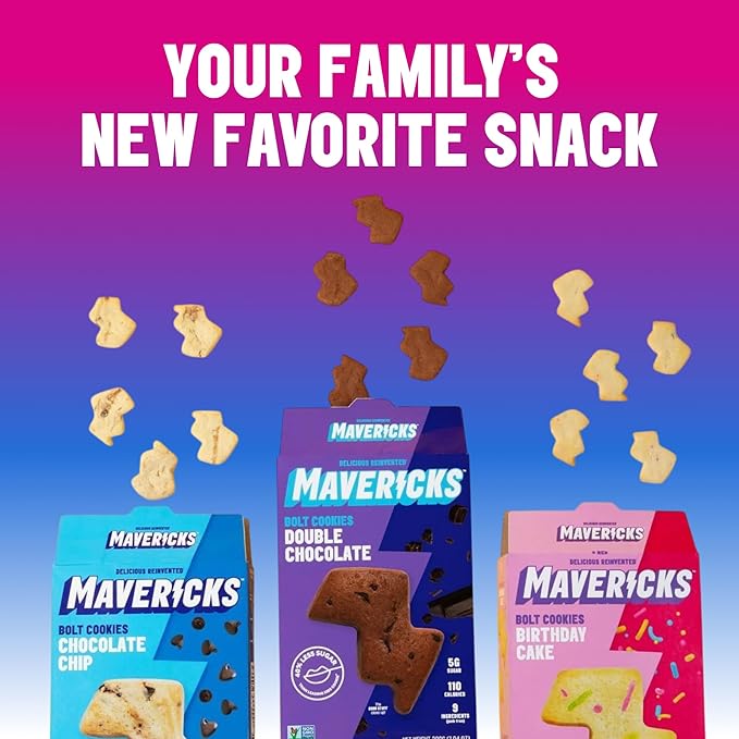 Mavericks Birthday Cake Bolt Cookies - Plant-Based Birthday Cake Confetti Cookies, Egg-Free, Nut-Free, Plant-Based Dessert for Kids - Back to School - 7 oz Box (1 Pack)