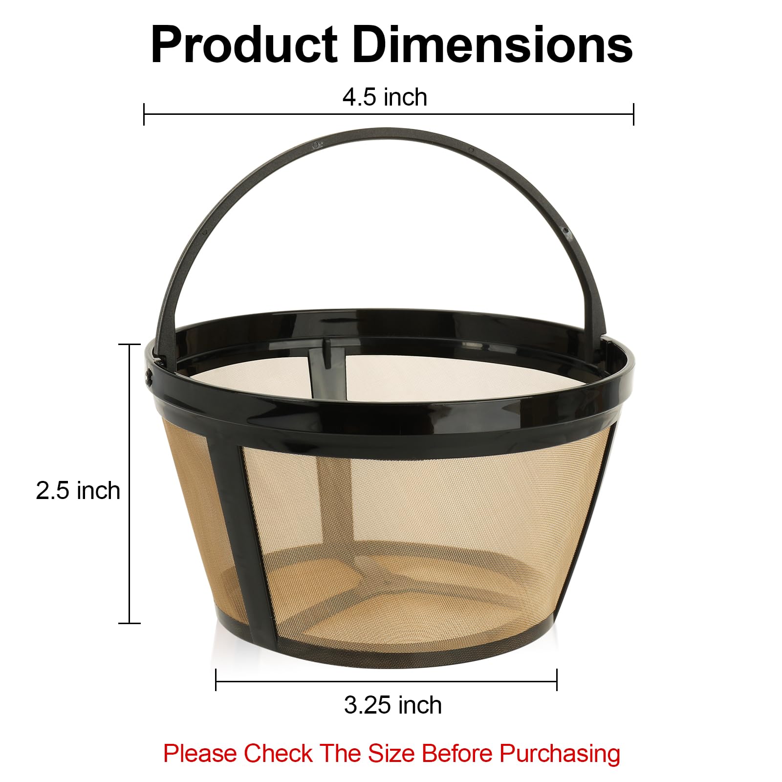 Reusable Coffee Filters 8-12 Cup Compatible with Black Decker Mr Coffee & Most Standard 8-12 Cup