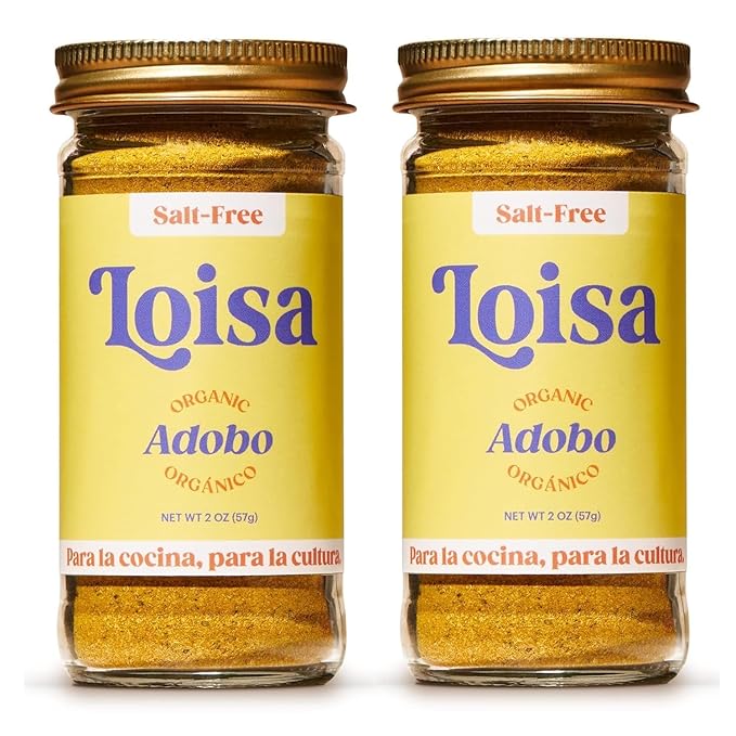 Loisa Seasoning, USDA Organic, Non-GMO, No-MSG, No Preservatives, No Artificial Coloring, No Artificial Flavors, 2.9oz (SALT-FREE Adobo 2 Pack)