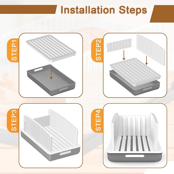 Upgrade Bread Slicer for Homemade Bread, Bread Slicer Guide Adjustable Width and Thickness, Foldable and Compact Cutting Guide with Crumb Tray, Suitability for Homemade Bread, Bagels, Cakes