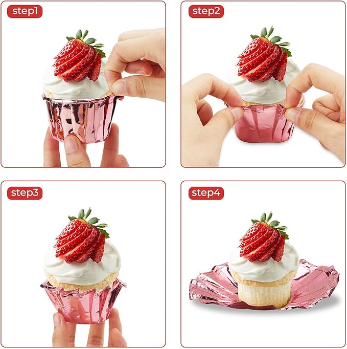 Baking Cups Ramekins, EUSOAR 50Pcs Disposable Ramekin Muffin Baking Cups, Aluminum Cupcake Cups, Tip Pan Ramekin Holders, Little Foil Cups