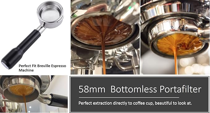 58mm Bottomless Portafilter for Breville BES900XL, BES920XL, BES980XL, BES990BSS Espresso Machine with Filter Basket-Plastic Handle