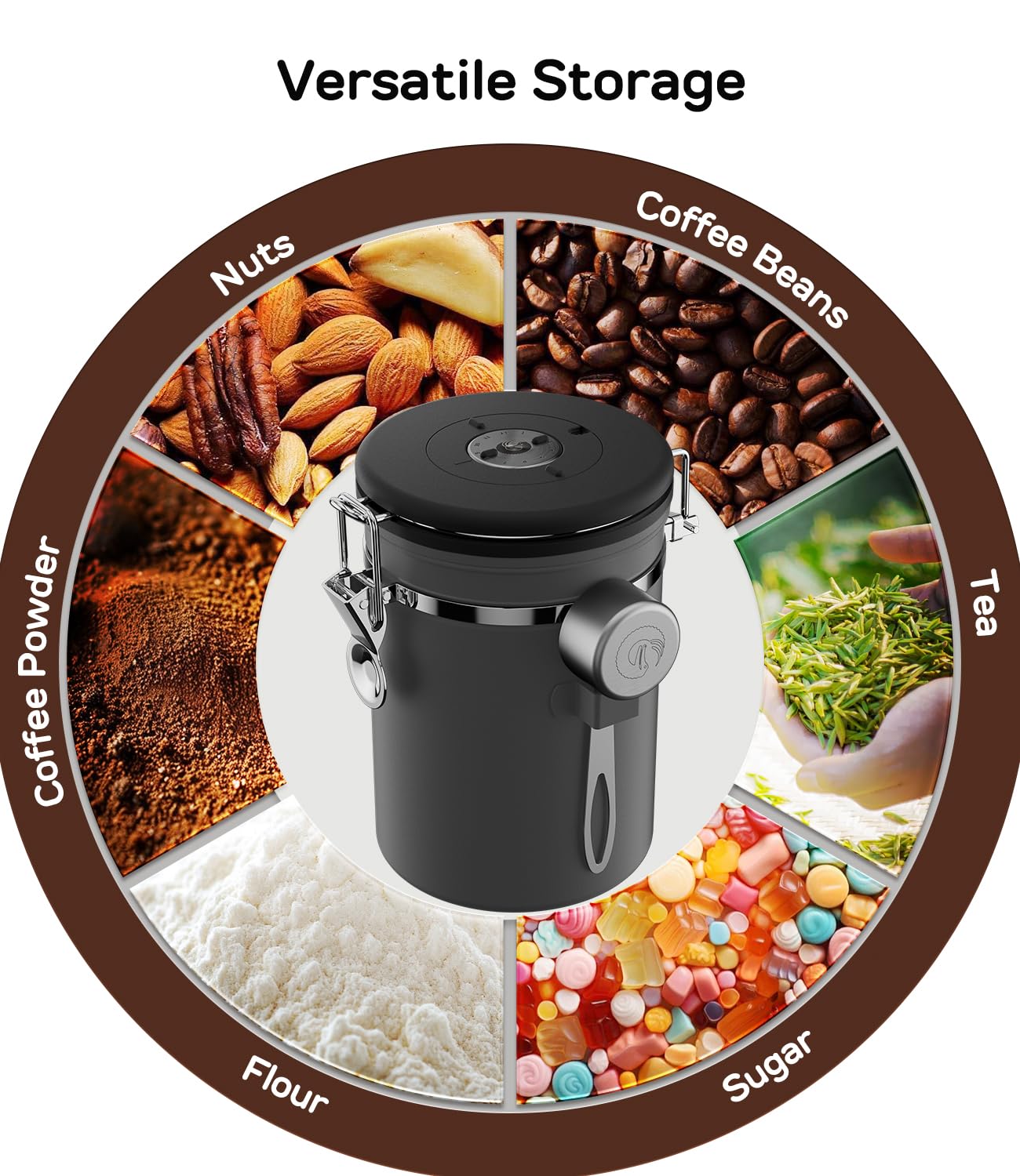 Coffee Gator Coffee Canister, 11oz Airtight Stainless Steel Kitchen Food Storage Container with