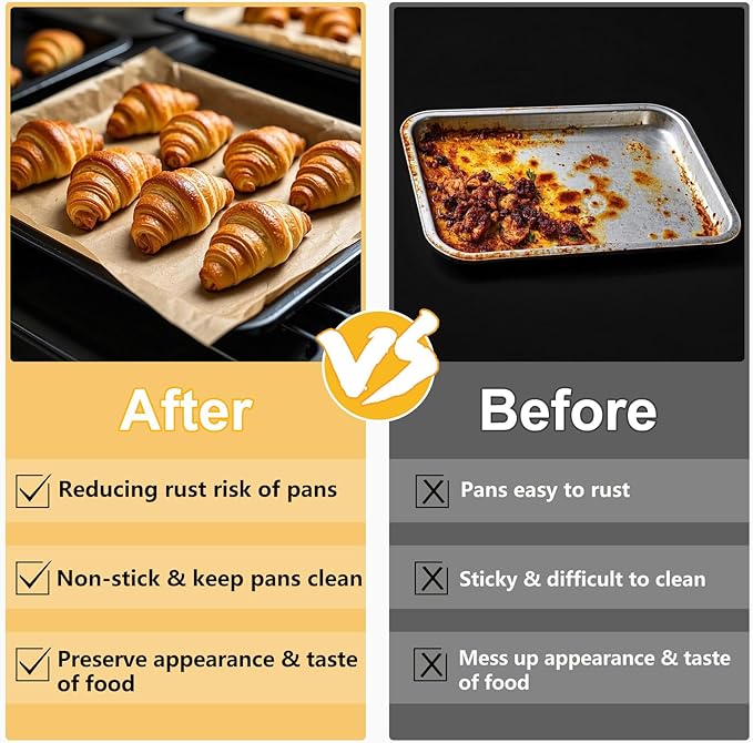 Sunhoo 100 PCS 9 x13" Parchment Paper Sheets for Baking Wrapping Paper Unbleached Air Fryer Oven Resist Sticking Bakery Liners Brown Precut Squares for Cooking Grilling Steaming Withstand up to 428??,<div>