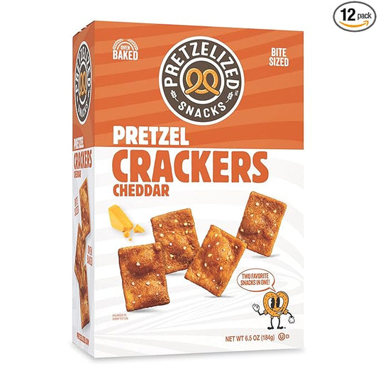 PRETZELIZED Snacks PRETZELIZED Pretzel Crackers, Cheddar Flavored, 6.5oz Box (Pack of 12)