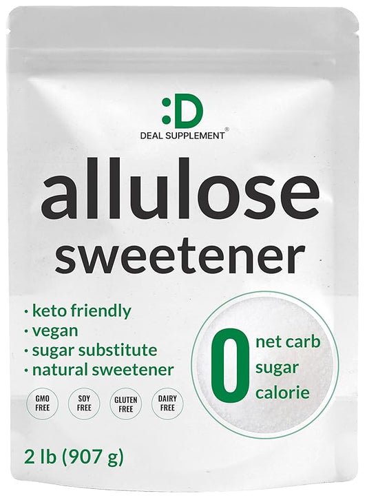 Allulose Sweetener 2 Pounds ??Natural Sugar Subsitutes, No Aftertaste - Keto Friendly, Vegan, Zero Net Carb, Zero Calorie, Great for Cooking & Baking