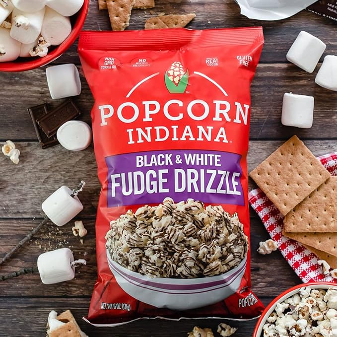 Popcorn Indiana Black & White Chocolate Drizzle (10 Count - 1.0 Oz Each)