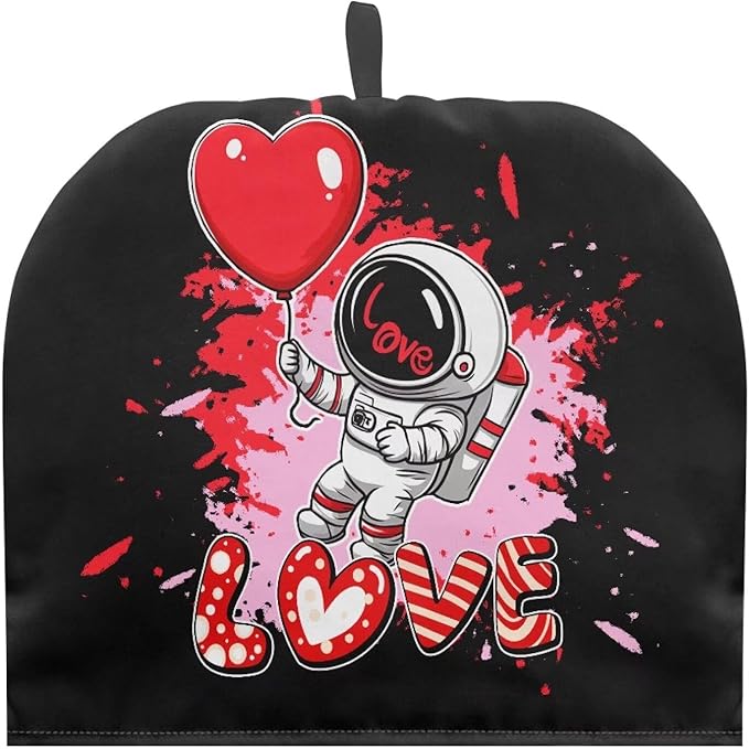 Valentine's Day Tea Cozy for Teapot Insulated Love Astronaut Large Teapot Cover to Keep Warm Tea Kettle Cover Machine Washable Coffee Pot Cloth Covers Kitchen Home Decorations