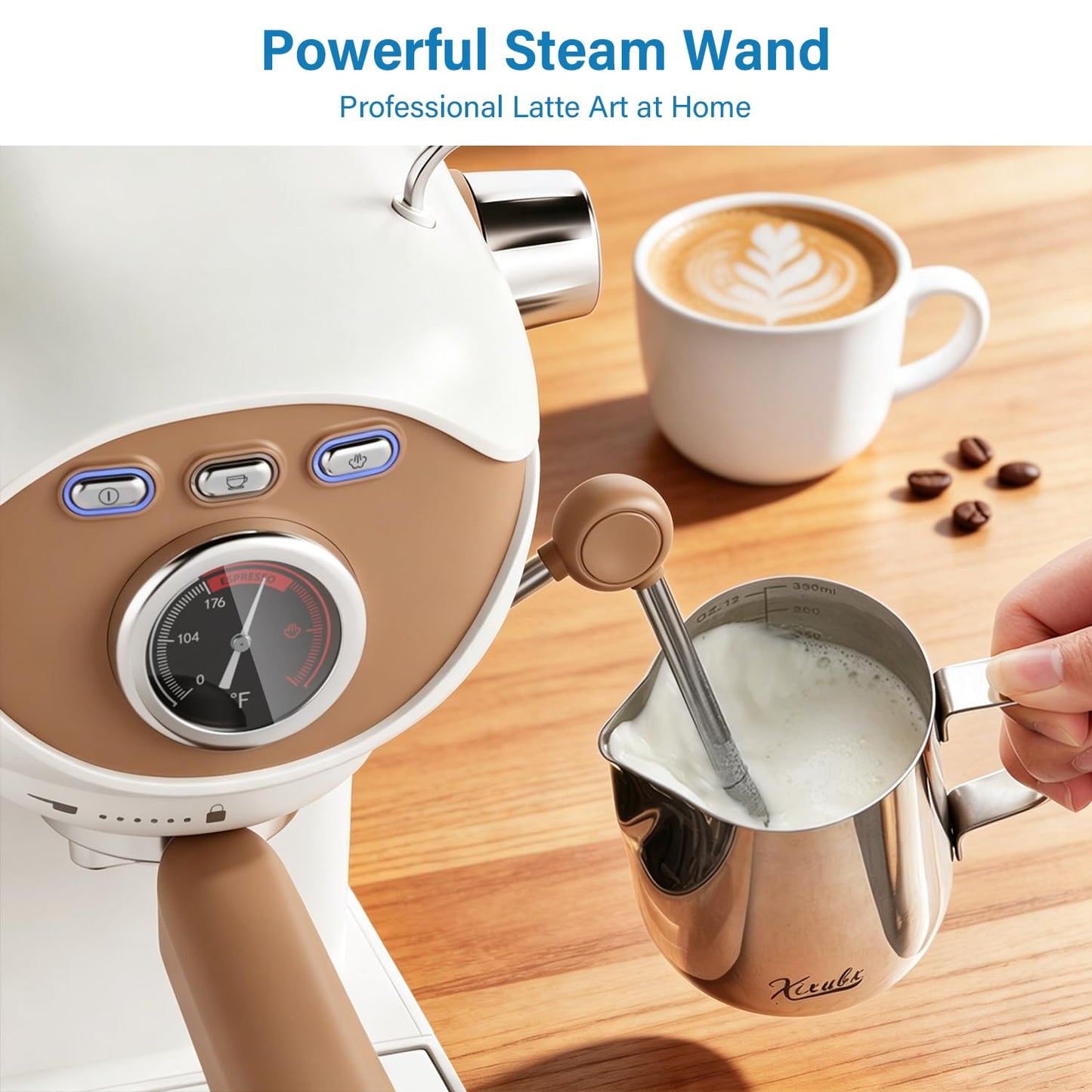 XIXUBX Espresso Machine, Compact Espresso Maker with Milk Frother