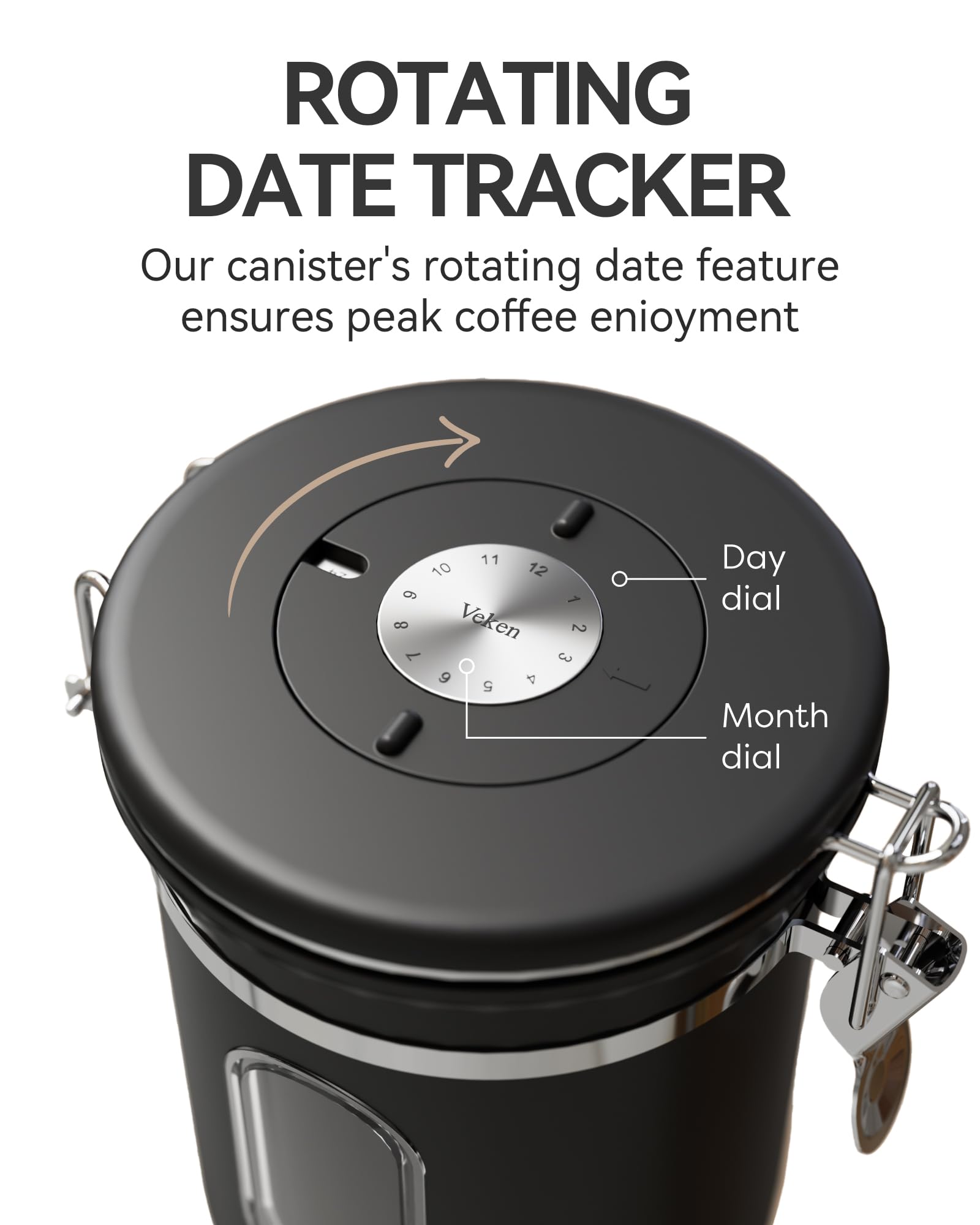 Veken Coffee Canister with Window, Airtight Stainless Steel Container, 16OZ