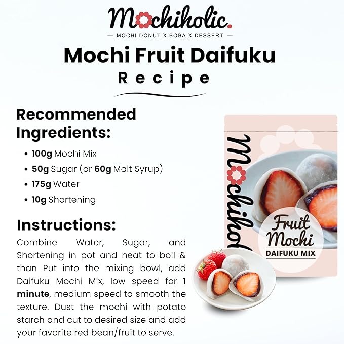 Donut Mix Original Recipe, Mochi Mix - Rice Flour with Low Calories and Sugar - Essential Nutrients - 12 oz Healthy Daily Snacks by Mochiholic (Daifuku Mix)