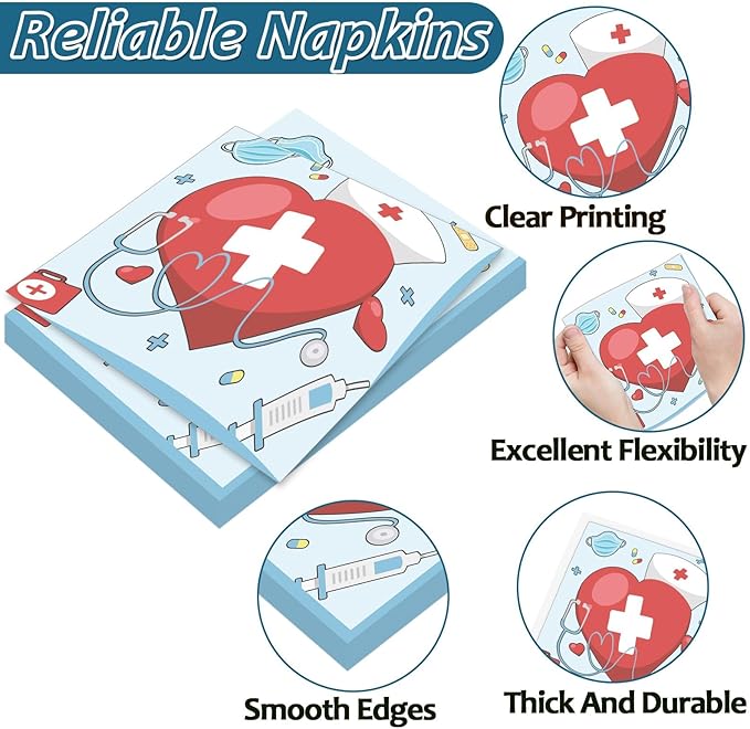 96Pcs Happy CNA Week Plates and Napkins Nurse Appreciation Week Party Decorations We Love Our CNAS Dessert Plates Nurse Tableware for 24 Guests CNA Appreciation Week Party Supplies
