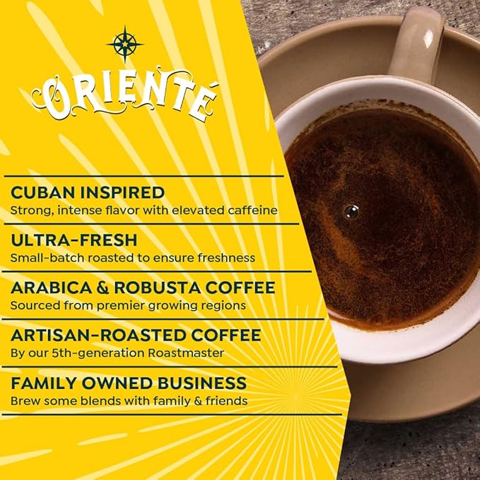 Oriente Sweetened Espresso Coffee Pods, 50 ct, Dark Roast Flavored Cuban Inspired Coffee in Recyclable Single Serve Pods - 100% Arabica Coffee, Compatible with Keurig K Cups Maker