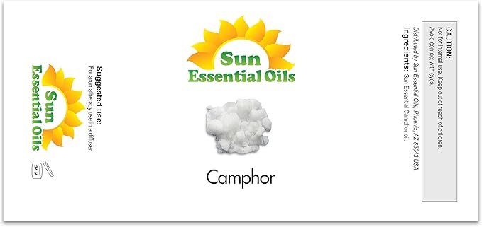 Sun Essential Oils ??16 oz Camphor Essential Oil with Dropper for Diffuser, Skin, Aromatherapy Massage, Humidifier, Crisp Scent for Candle, Lotion & Soap Making, Room Fragrance