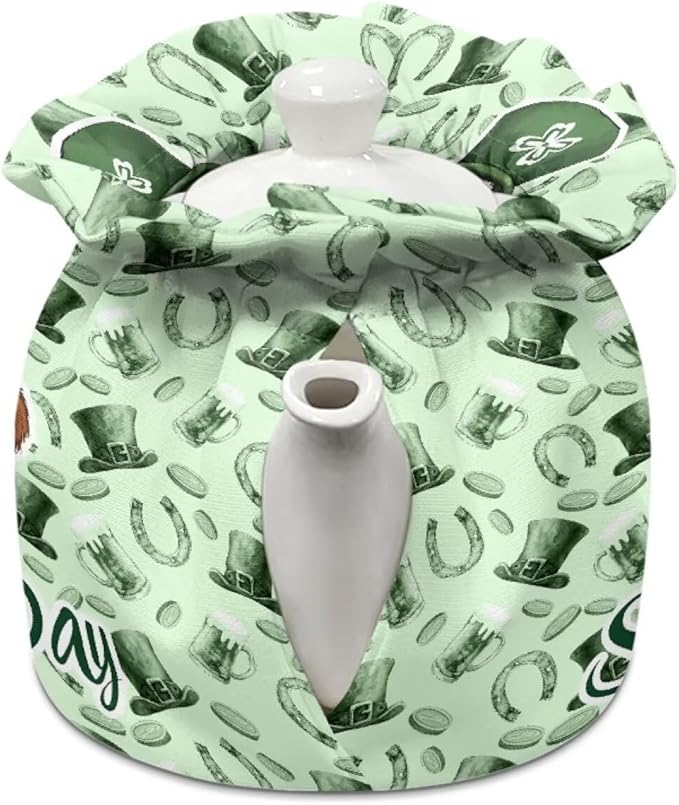 Green Lucky Clover Tea Cozy for Teapot Insulated Lotus Tea Cosy for Teapot for Women Tea Pot Cover Home Kitchen Decorative for St. Patrick's Day