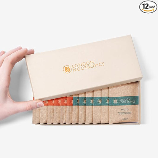 London Nootropics - Mushroom Coffee Box - Flow & Mojo Adaptogenic Mushroom Coffee - 12 Sachets