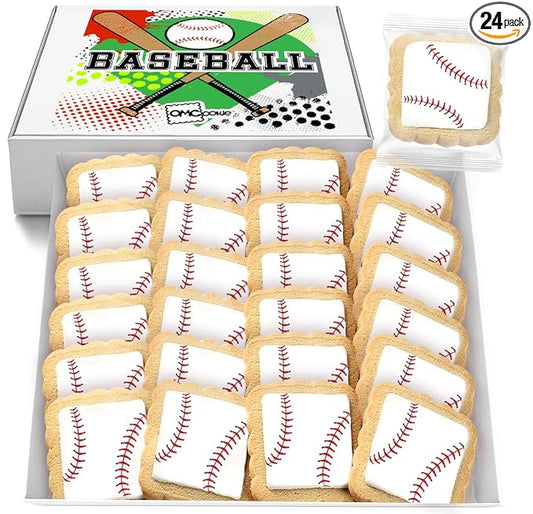 Baseball Cookies Individually Wrapped Party Favors 24 Pack Bulk Sports for Kids Game League