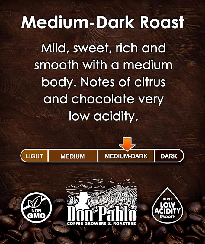5LB Don Pablo Gourmet Coffee - Brazil Cerrado - Medium Dark Roast - Whole Bean Coffee - 100% Arabica Beans - Low Acidity and Non-GMO - 5lb bag