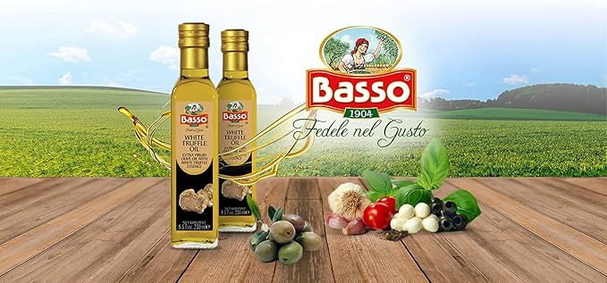 BASSO 1904 - White Infused Truffle Oil, 8.5 fl oz, 250 ml, Premium Quality, High Concentrate