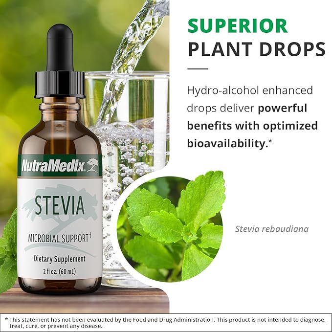 NutraMedix Sweet Leaf Stevia Liquid Drops - Sugar Free Sweetener from Pure Stevia Leaf Extract for Microbial Support - Low Carb, No Added Sugar (2 oz / 60 ml)